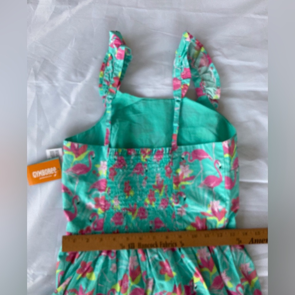 GYMBOREE ADULT S/P FLAMINGO PRINT SUNDRESS IN 100% COTTON, RUFFLED STRAPS NWT - Picture 7 of 9